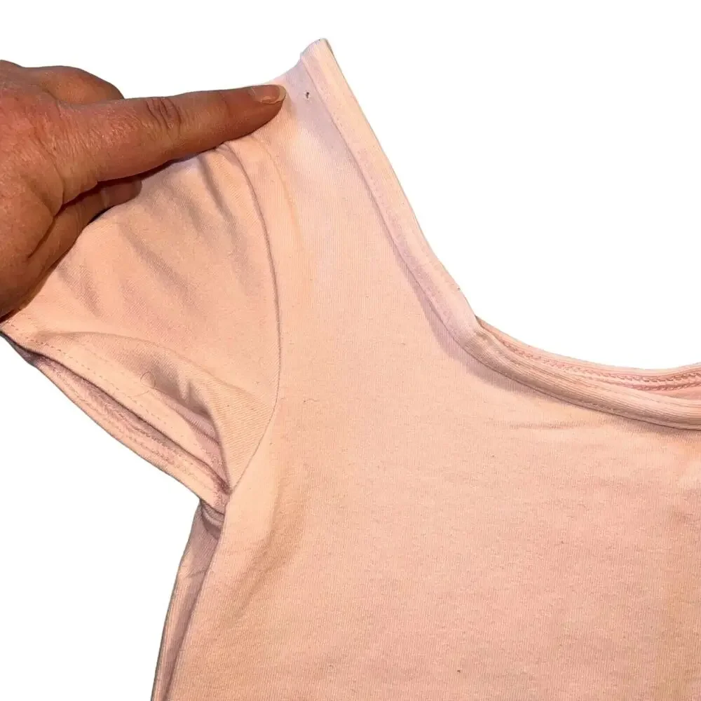 Danskin Now Girls Dance Leotard Blush Pink Short Cap Sleeves Large 10 12